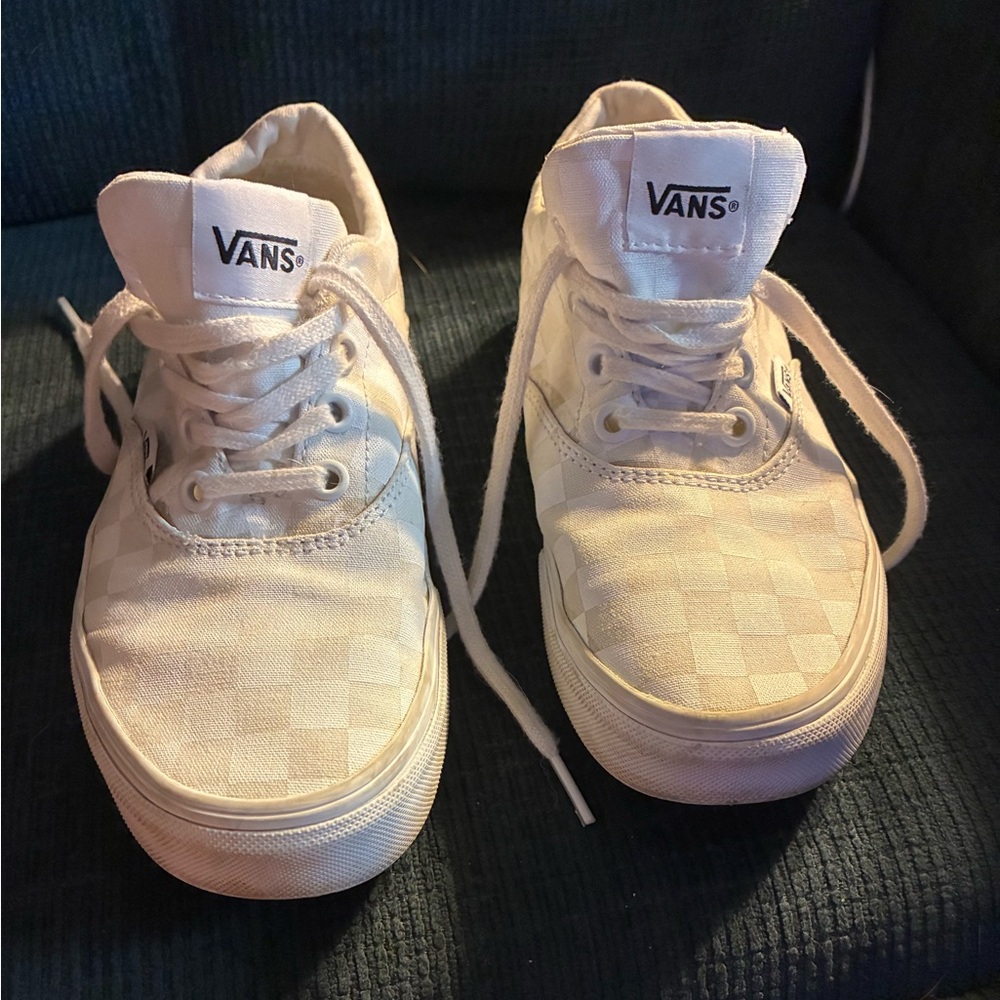Vans White Low Top Canvas Sneakers